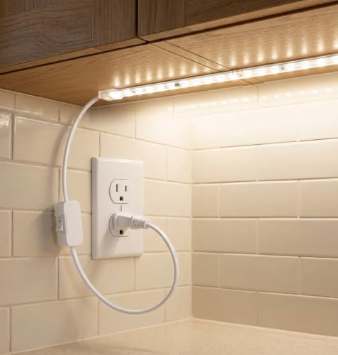 cambk 36inch Plug in Under Cabinet Lighting Strip for Kitchen - size: 36inch