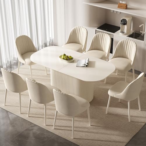 Guyii 70" White Dining Table for 6 Oval Dining Room Table 6 Seater Kichen Table Modern for Dining Room Kichen Room Breakfast Nook 39.47" Widen - size: 70”