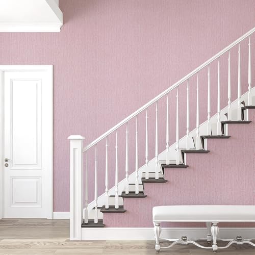 Pink Grasscloth Peel and Stick Wallpaper Fabric Paper 16in x 118in | Faux Linen Vintage Wallpaper Textured Removable Wall Paper Grass Cloth Cabinets Bedroom for Cabinet Self Adhesive Vinyl - color: Pink, size: 15.7" x 118.1"