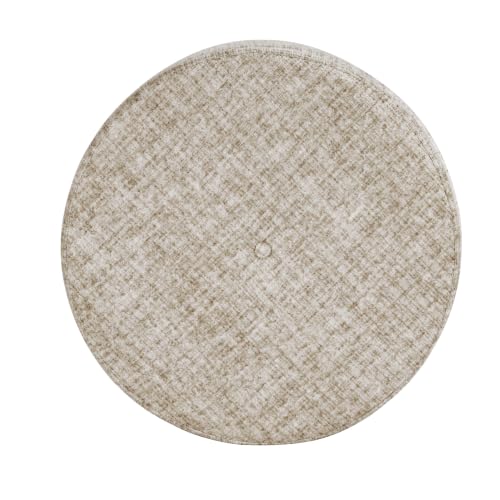 HomePop 24" Large Round Storage Ottoman - Cream Textural Woven - color: Cream Textural Woven