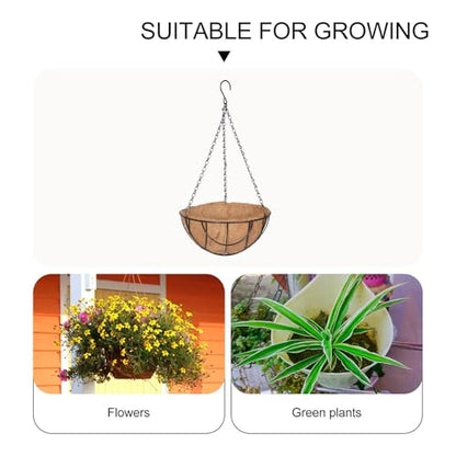 balacoo Outdoor Metal Hanging Planter Basket with Coir Liner, 10-inch Iron Wire Flower Pot for Balcony and Garden, Hanging Plant Container with Chains for Patio and Porch