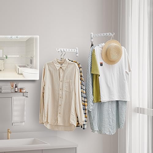 JOOM Laundry Drying Rack Wall Mounted Clothes Drying Rack Clothes Hanger White - color: White, size: two pack