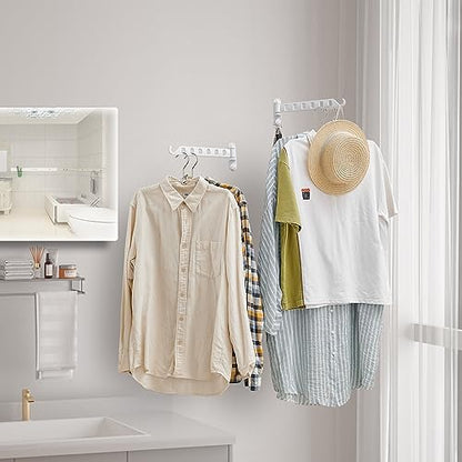 JOOM Laundry Drying Rack Wall Mounted Clothes Drying Rack Clothes Hanger White - color: White, size: two pack