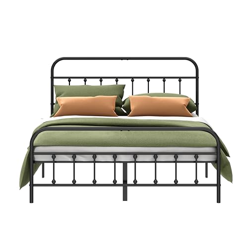 Kujielan Metal Bed Frame Full Size,Easy to Assemble,Black | Structurally Stable, Heavy Duty Steel Slat Supported, No Box Spring Needed, Easy Removal and Transport - size: Full
