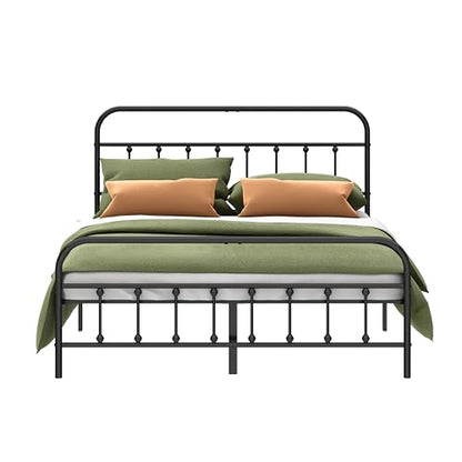 Kujielan Metal Bed Frame Full Size,Easy to Assemble,Black | Structurally Stable, Heavy Duty Steel Slat Supported, No Box Spring Needed, Easy Removal and Transport - size: Full