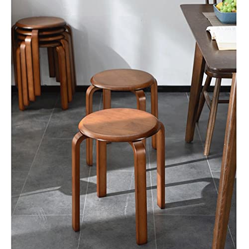Stackable Dining Chairs, Set of 6 Dining Chairs Solid Wood Dining Stools, Low Stools for Living Room Dining Side Chairs, Stacked on Top of Each A - color: A