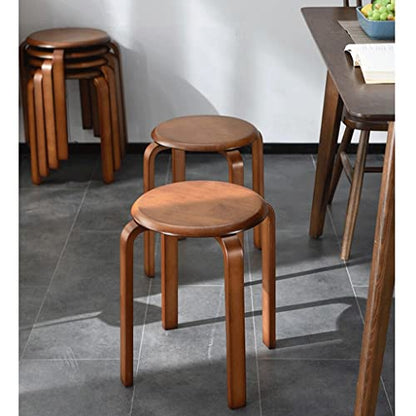 Stackable Dining Chairs, Set of 6 Dining Chairs Solid Wood Dining Stools, Low Stools for Living Room Dining Side Chairs, Stacked on Top of Each A - color: A
