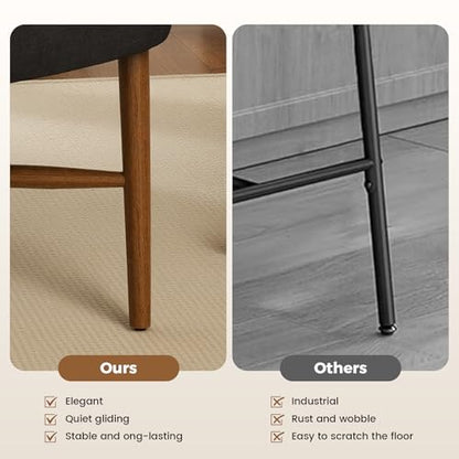 Dining Chairs Set of 6, Linen Upholstered, Solid Wood Legs, Black | Mid Century Farmhouse, Cross-Brace Reinforced, Padded Cushion, Easy 15-Min Assembly, Kitchen Dining Room - color: Black, size: Set of 6
