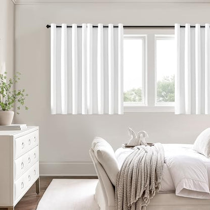 ChrisDowa White Blackout Curtains 45 Inches Long 2 Panels for Bedroom | Room Darkening,Light Blocking,Thermal Insulated,Faux Linen,Farmhouse,Grommet,Window Treatment,Drapes,Living Room,52x45 - color: White, size: 52"W x 45"L (Pack of 2)
