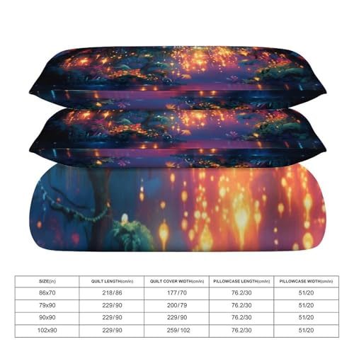 Enchanted Forest 3 Piece Reversible Bedding Set 102"x90",Double Sided Brushed Microfiber Duvet Cover Set with 2 Pillowcases Soft Breathable Comforter Cover for Home - color: Enchanted Forest-2, size: 102"x90"