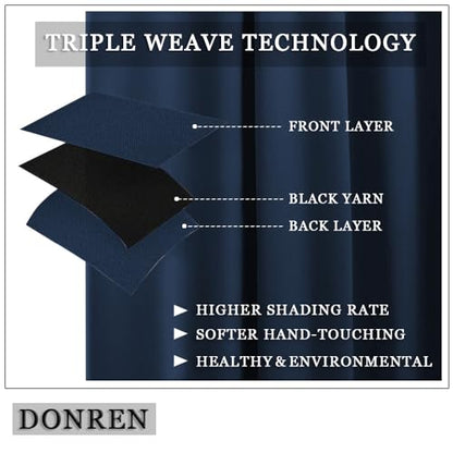 Kitchen Window Curtains - Farmhouse Rod Pocket Adjustable Tie Up Shade Window Treatment Roman Curtain for Cafe -34" Width x 54" Length,Navy,1 Panel - color: Navy Blue, size: 34"W x 54"H