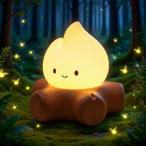 WANIDEA Campfire Night Light, Portable Night Light with Candle Mode | USB Charging, Dimmable, Camping Decor, Suitable for Kids lamp Bedroom,Camp, Fake Campfire Lamp - color: Basic Model