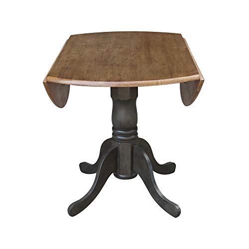 International Concepts 42 Inch Dual Drop Leaf Dining Height Table, Hickory/Washed Coal. - color: Hickory/Washed Coal