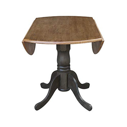 International Concepts 42 Inch Dual Drop Leaf Dining Height Table, Hickory/Washed Coal. - color: Hickory/Washed Coal