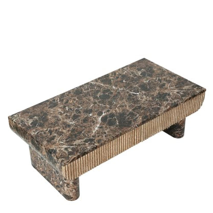 47" Coffee Table with Faux Marble Tabletop with Drawer | Modern Rectangular Center Table for Living Room, Contemporary Tea Table for Apartment,Natural Walnut - color: 47" Coffee Table With Faux Marble Tabletop,walnut