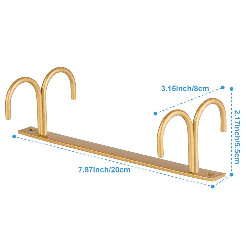 FOMANSH Mug Rack Under Cabinet - Coffee Cup Holder, 8 Mugs Hooks Under Shelf, Display Hanging Cups Drying Hook for Bar Kitchen Utensils Gold - color: Gold, size: 2 Pack