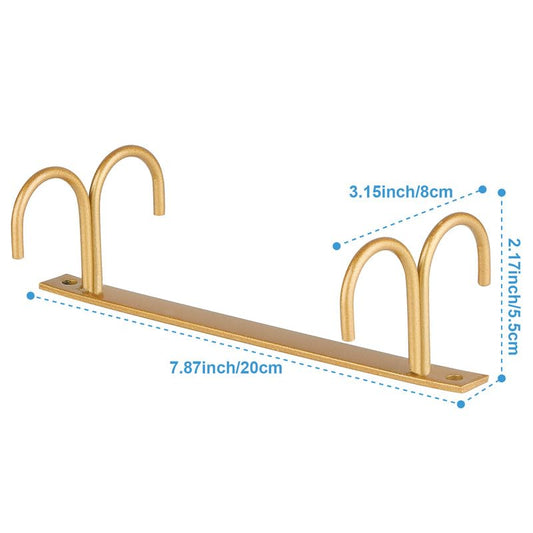 FOMANSH Mug Rack Under Cabinet - Coffee Cup Holder, 8 Mugs Hooks Under Shelf, Display Hanging Cups Drying Hook for Bar Kitchen Utensils Gold - color: Gold, size: 2 Pack