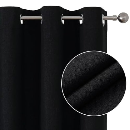 Joydeco Blackout Curtains 72 Inches Long 2 Panels Burg, Room Darkening Curtains for Bedroom, 100% Black Out Textured Thermal Drapes Privacy Protection 2 Panels Set(W52 x L72 Inch, Black) - color: Black, size: 52"W x 72"L (Pack of 2)