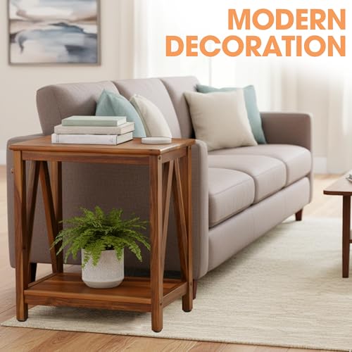 ENKEZI Narrow End Table with Shelf – Slim Side Table, Nightstand for Small Spaces, Bedroom, Living Room, Balcony or Outdoor Use (Minimalist A) - style: Minimalist A