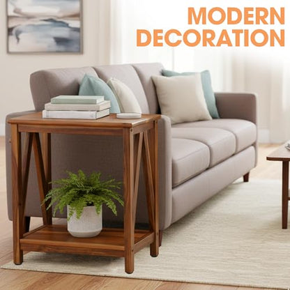 ENKEZI Narrow End Table with Shelf – Slim Side Table, Nightstand for Small Spaces, Bedroom, Living Room, Balcony or Outdoor Use (Minimalist A) - style: Minimalist A