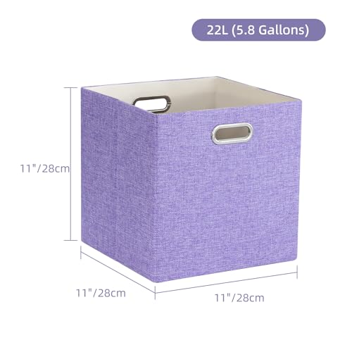 11" x 11" x 11" Linen Storage Cubes with Handles, Pack of 4 | Collapsible Fabric Bins for Home Organization, Suitable for Shelves, Closet, Wardrobe, Bedroom - size: 11 x 11 x 11 Inch