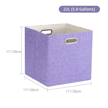11" x 11" x 11" Linen Storage Cubes with Handles, Pack of 4 | Collapsible Fabric Bins for Home Organization, Suitable for Shelves, Closet, Wardrobe, Bedroom - size: 11 x 11 x 11 Inch