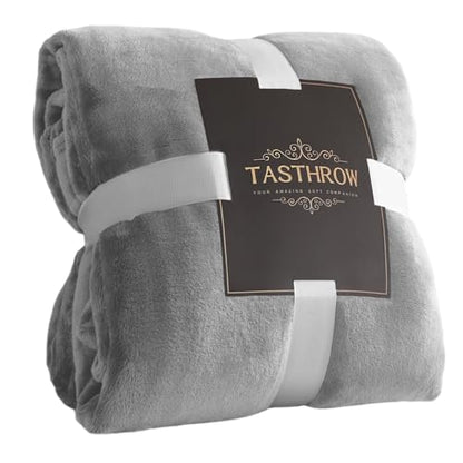 TASTHROW Large Flannel Fleece Throw Blanket, 50×70 Inch - Light Grey | Cozy Lightweight Thick Blanket - All Seasons Suitable for Women, Men and Kids - color: Lightgrey, size: 50"x70"
