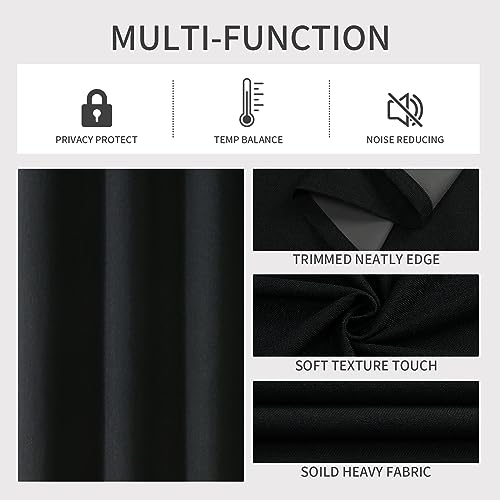 Joydeco Blackout Curtains 84 Inches Long 2 Panels Burg, Room Darkening Curtains for Bedroom, 100% Black Out Textured Thermal Drapes Privacy Protection 2 Panels Set(W52 x L84 Inch, Black) - color: Black, size: 52"W x 84"L (Pack of 2)
