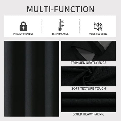 Joydeco Blackout Curtains 96 Inches Long 2 Panels Burg, Room Darkening Curtains for Bedroom, 100% Black Out Textured Thermal Drapes Privacy Protection 2 Panels Set(W52 x L96 Inch, Black) - color: Black, size: 52"W x 96"L (Pack of 2)