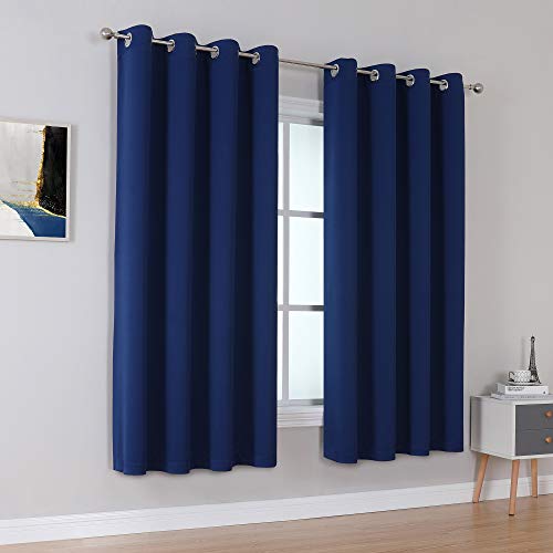 Navy Blue Blackout Curtains 72 Inch Length for Bedroom Thermal Insulated Blue Solid Window Drapes with Grommet Curtains Panels for Living Room Boys Kids Room 52x72 Inches Long 2 Panels Set - color: Navy Blue, size: 52"W x 72"L (Pack of 2)