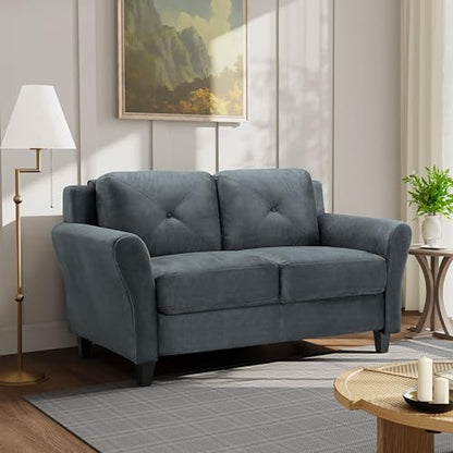 Studio Living Harrington 57.9" Loveseat, Transitional Modern, Pocket Coil Comfort, Easy Assembly, Microfiber Fabric, Dark Grey - color: Dark Grey, size: Loveseat
