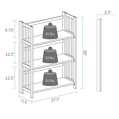 Casual Home 3-Shelf Folding Stackable Bookcase (27.5" Wide)-Honey Oak - color: Honey Oak, size: 3-Shelf Stackable