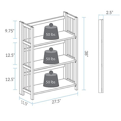 Casual Home 3-Shelf Folding Stackable Bookcase (27.5" Wide)-Natural - color: Natural, size: 3-Shelf Stackable