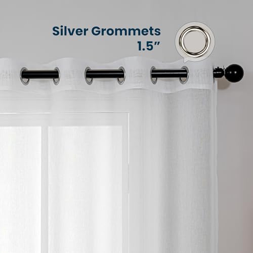 SLEEP ZONE Sheer Curtains for Living Room and Bedroom, Embroidered Sheer Curtains White Sheer Curtain 42 × 72 inches Long of 2 Panels, Off-White Lattice - color: White Lattice, size: 42"W×72"L