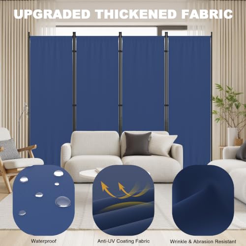 4 Panel Room Divider, 6FT Folding Privacy Screens(Blue, 4 Panel-88'') | Portable Partition Room Dividers, Freestanding Wall Divider for Office, Studio, Room Separation - color: Blue