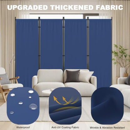 4 Panel Room Divider, 6FT Folding Privacy Screens(Blue, 4 Panel-88'') | Portable Partition Room Dividers, Freestanding Wall Divider for Office, Studio, Room Separation - color: Blue