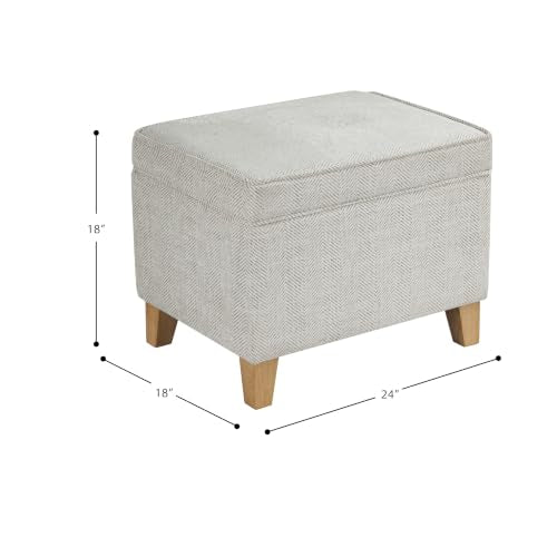 HomePop 24" Medium Storage Ottoman - Cream Chevron Woven - color: Cream Chevron Woven