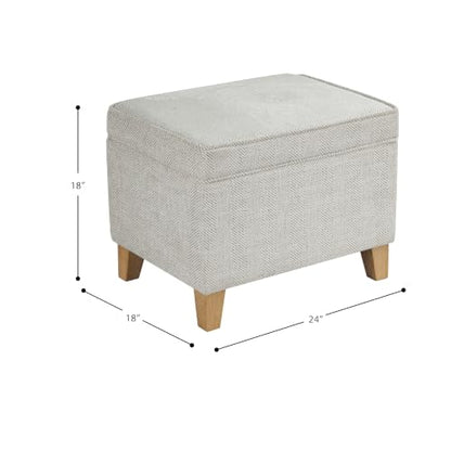 HomePop 24" Medium Storage Ottoman - Cream Chevron Woven - color: Cream Chevron Woven