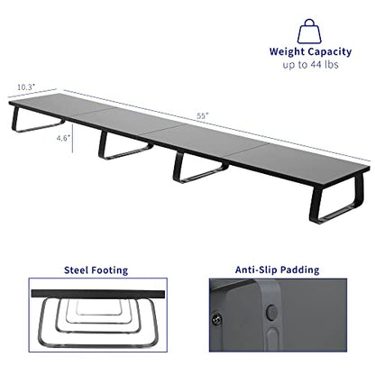 VIVO 55 inch Extra Long Monitor Stand, Wood & Steel Desktop Riser, Multi Screen, TV, Keyboard, Laptop, Ergonomic Desk and Tabletop Organizer, Black, STAND-V000D5