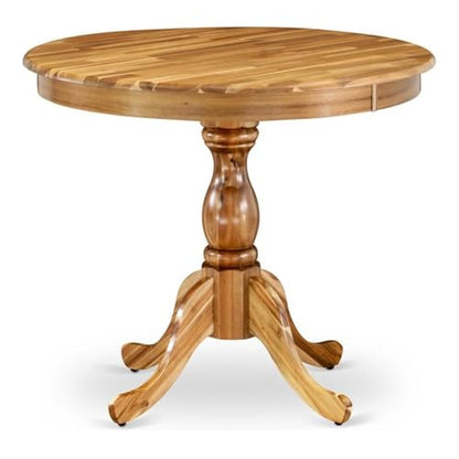 BOWERY HILL Traditional Round Acacia Wood Dining Table, 30" H x 36" W x 36" D, Natural Finish, Pedestal Legs, Mid Century Style, Durable Rubberwood Construction for Kitchen or Dining Room - color: Natural