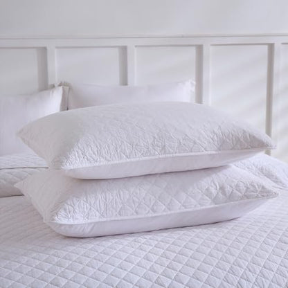 Wistown Cotton Queen Bedpread Quilt Bedding Set, White | 3 Pieces Reversible Lightweight Soft Coverlets Comforters, All Seasons, Diamond Stitching Pattern - color: White Diamond Pattern, size: Queen (90 by 98inch)