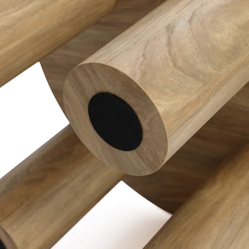 LuxenHome 27.5" Small Round Coffee Table with 4 Pillar Legs | Accent Center Table with 4 Sturdy Pillar Legs, Modern Farmhouse Style, Low-Profile Design - color: Dark Oak-l