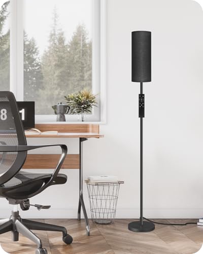 Dimmable Black Floor Lamp for Living Room with Remote and Foot Switch, Corner Floor Lamp for Bedroom, Modern Standing Tall Lamp, 10W 900LM Bulb Included, 3000K-6500K, Linen Shade, FCC Listed B06LD05W1 - color: Black