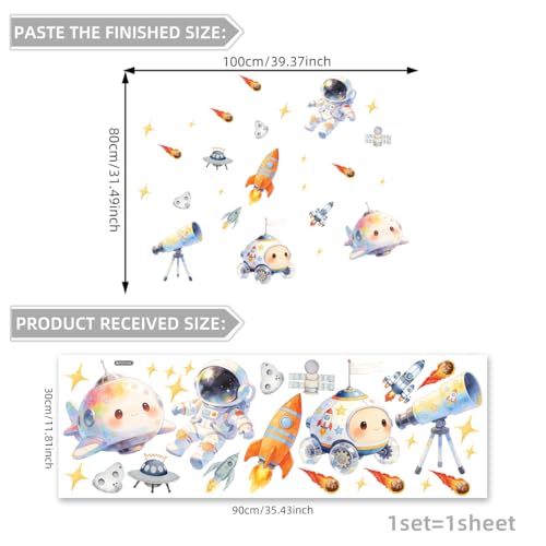 Space Wall Decals Peel and Stick Astronaut Kids Room Wall Decor - color: Aviation Theme