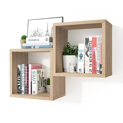 Cube Floating Shelves Set2, Display Shelves Wall Mount 7.75" D x 12.5" W x 12.5" H, (Grey Oak, Square 2 Cubes) - color: Grey Oak, size: Square-Set2