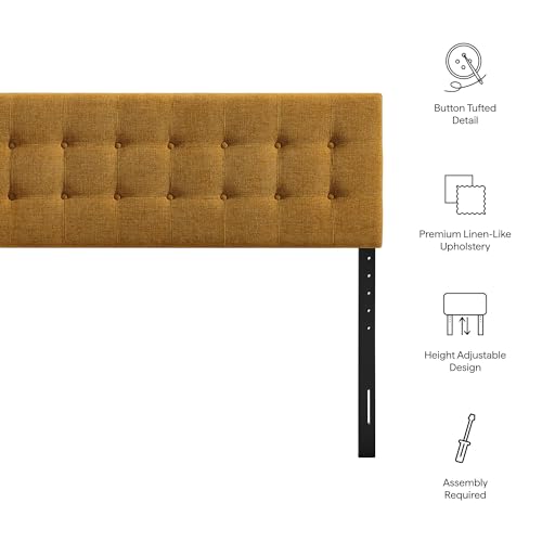 Modway Emily Full Size Performance Fabric Headboard in Copper - Linen-Like Upholstery with Button Tufting and 7 Adjustable Height Positions - color: Copper, size: Full
