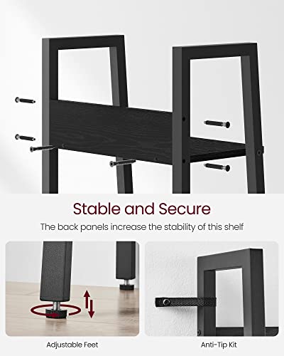 VASAGLE Bookshelf, 5-Tier Narrow Book Shelf, 11.8 x 13.3 x 66.9 Inches, Ladder Shelf for Home Office, Living Room, Bedroom, Kitchen, Ebony Black and Ink Black ULLS109B56 - color: Ebony Black + Ink Black, size: 5 Tiers (13.3"W), style: With back panels