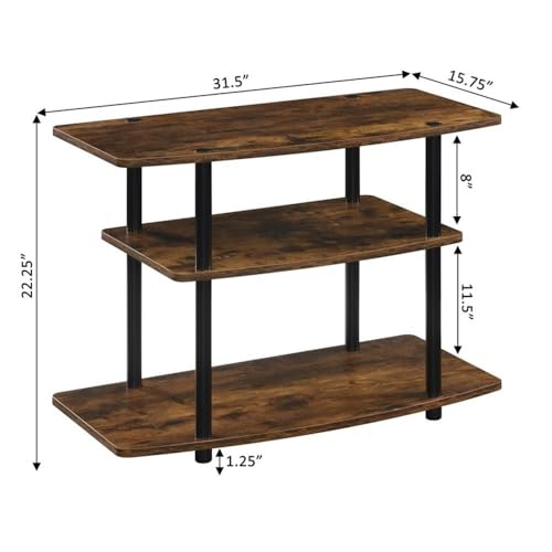Convenience Concepts Designs2Go No Tools 3-Tier TV Stand 31.5" - Entertainment Center for TVs up to 37 Inches, Modern TV Console with Shelves for Living Room, Family Room, Barnwood/Black - color: Barnwood/Black