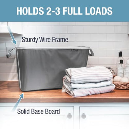 CleverMade Collapsible Laundry Basket, 60L Pop-Up Hamper, 2 Pack, Charcoal | Clear Floor Space Between Laundry Days | Each Basket Holds 55 lb, Stays Upright While Loading, and Folds to 1.25 Inches - color: Charcoal Gray