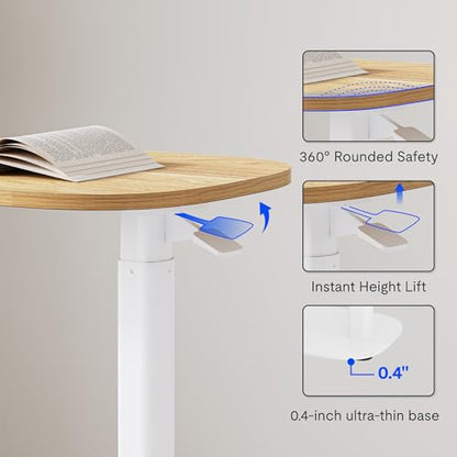 FLEXISPOT 24''Adjustable C Table Gas Spring Mobile Side End Table | Adjustable C table with Wheels, Bedside table for sofa and couch. Laptop Rolling Cart TV Tray, 23.6" W x 13.8" D,Maple - color: Maple, size: 24x14